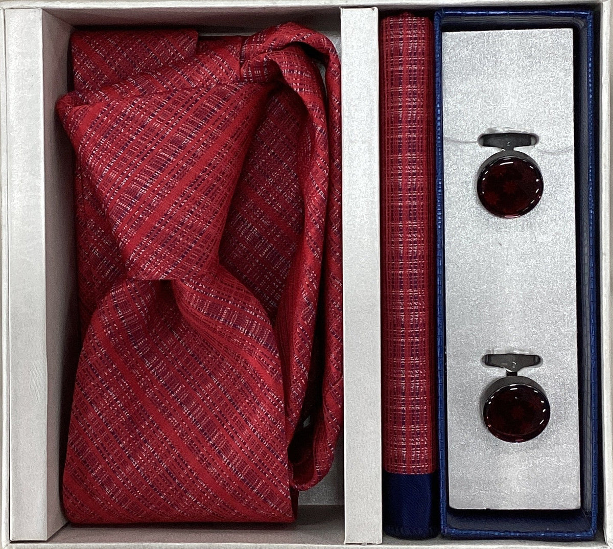 Pierre Cavelli Men’s Paisley Tie, Pocket Square & Cufflinks Gift Set