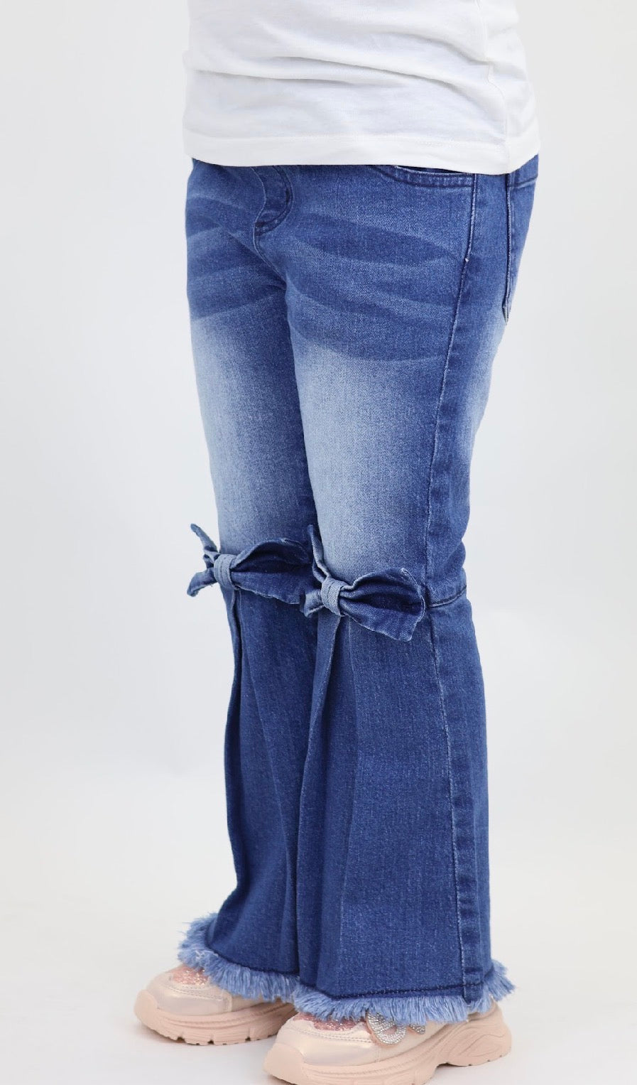 Girls Flare Bow Jeans