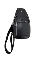 Genuine Leather Sling Crossbody Bag – Black