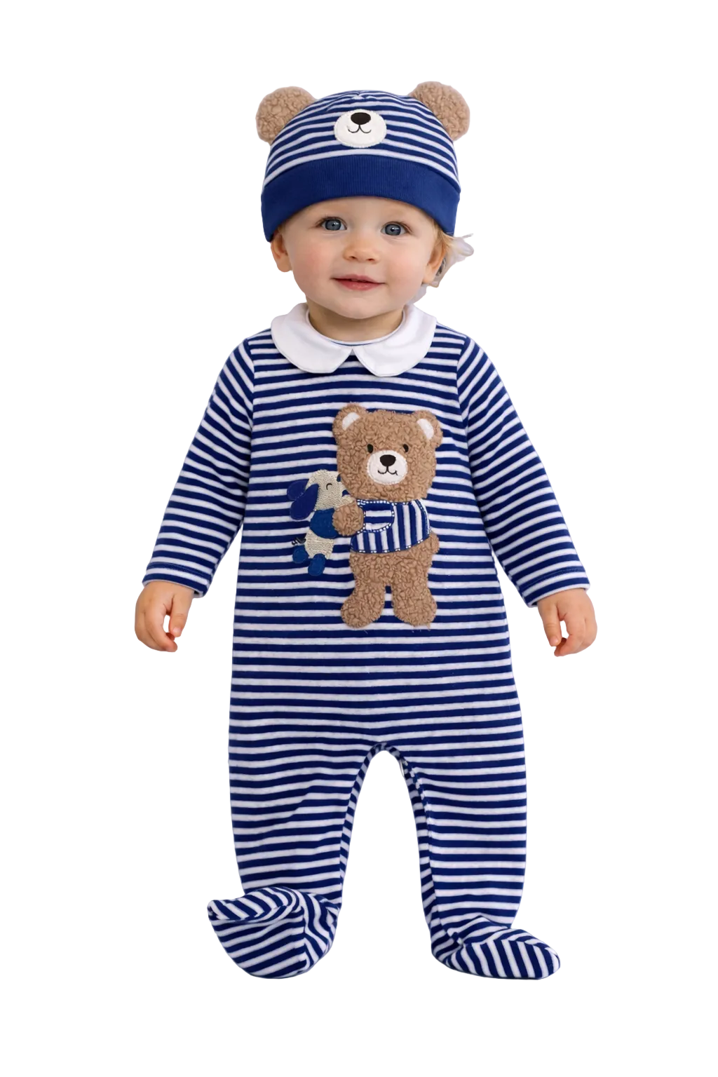 Indigo Baby Boy 2-Piece Sleepsuit Set – Romper & Hat