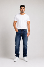 Men’s Classic Dark Wash Denim Jeans.(FFFF)