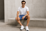 Men’s Denim Drawstring Shorts.(FFFF)