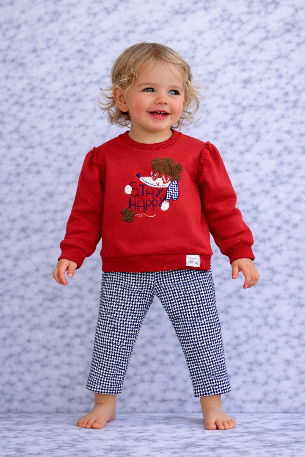 Indigo Girls 2-Piece Set – Red Sweatshirt & Patterned Pants