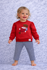 Indigo Girls 2-Piece Set – Red Sweatshirt & Patterned Pants