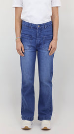 Women’s High-Waist Straight Leg Denim Jeans – Classic Blue