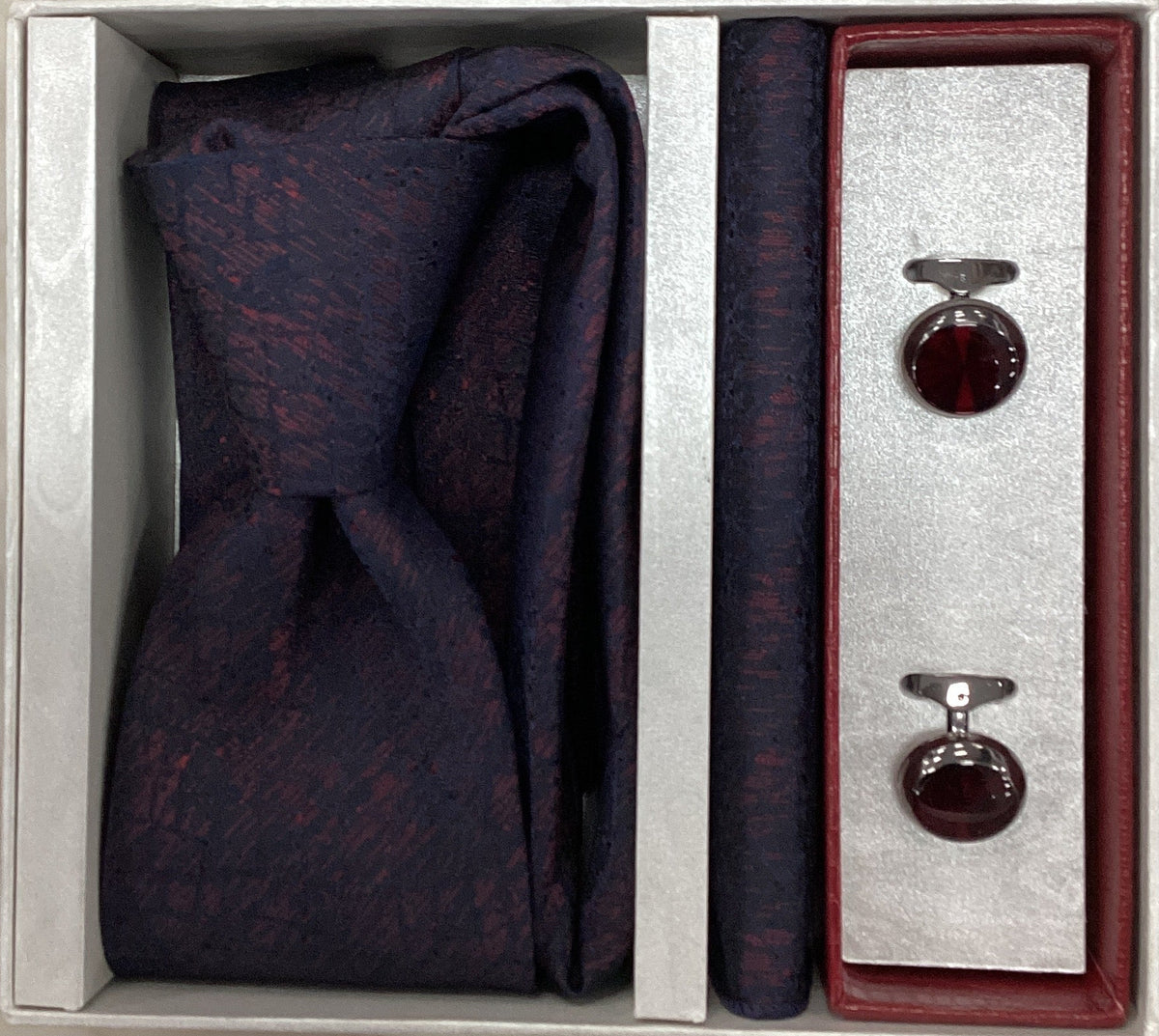 Pierre Cavelli Men’s Paisley Tie, Pocket Square & Cufflinks Gift Set