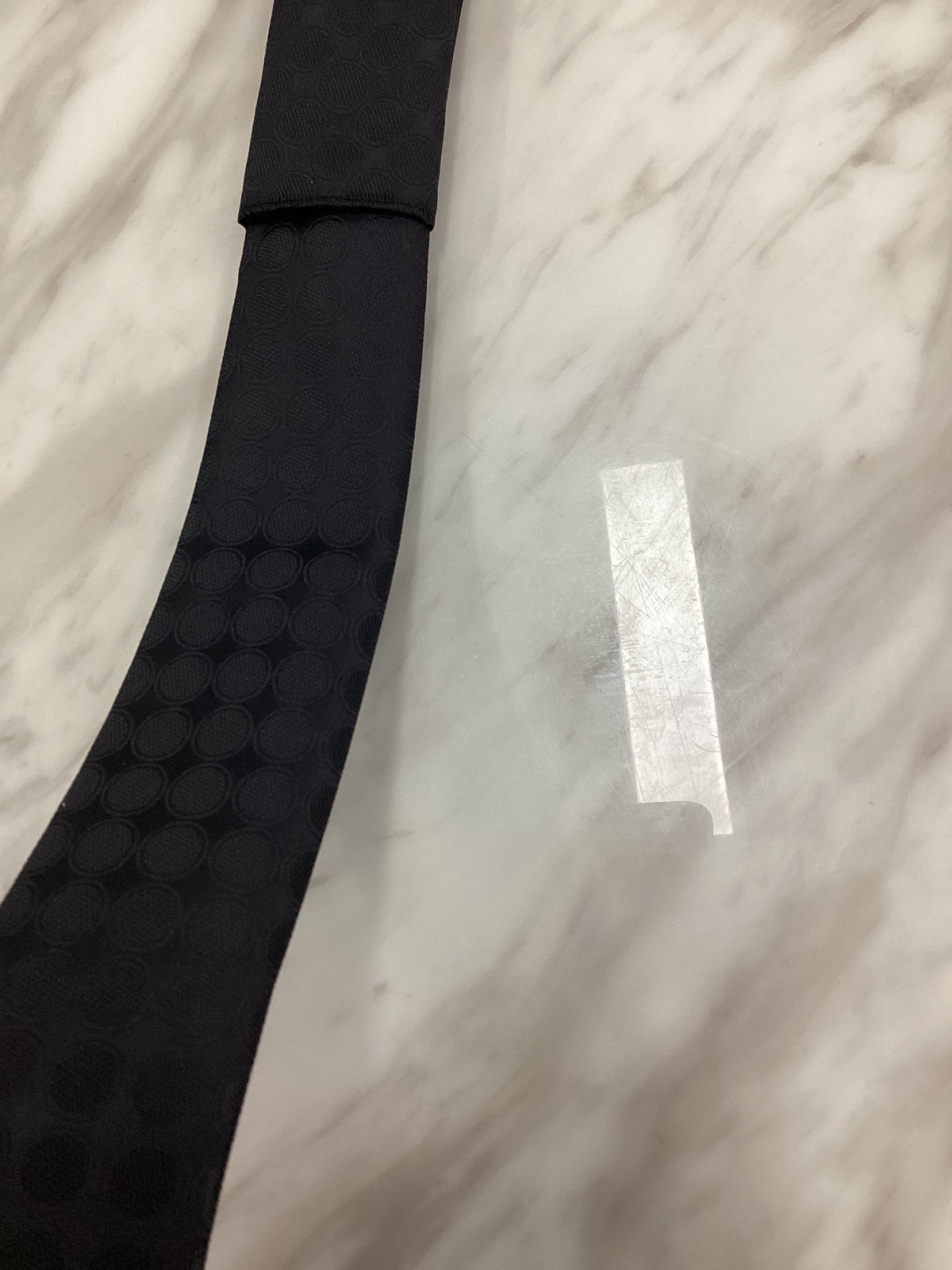 Formal Men’s Patterned Black Necktie with Pocket Square