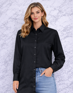 QU Style Women’s Long Sleeve Button-Up Blouse – Classic Fit