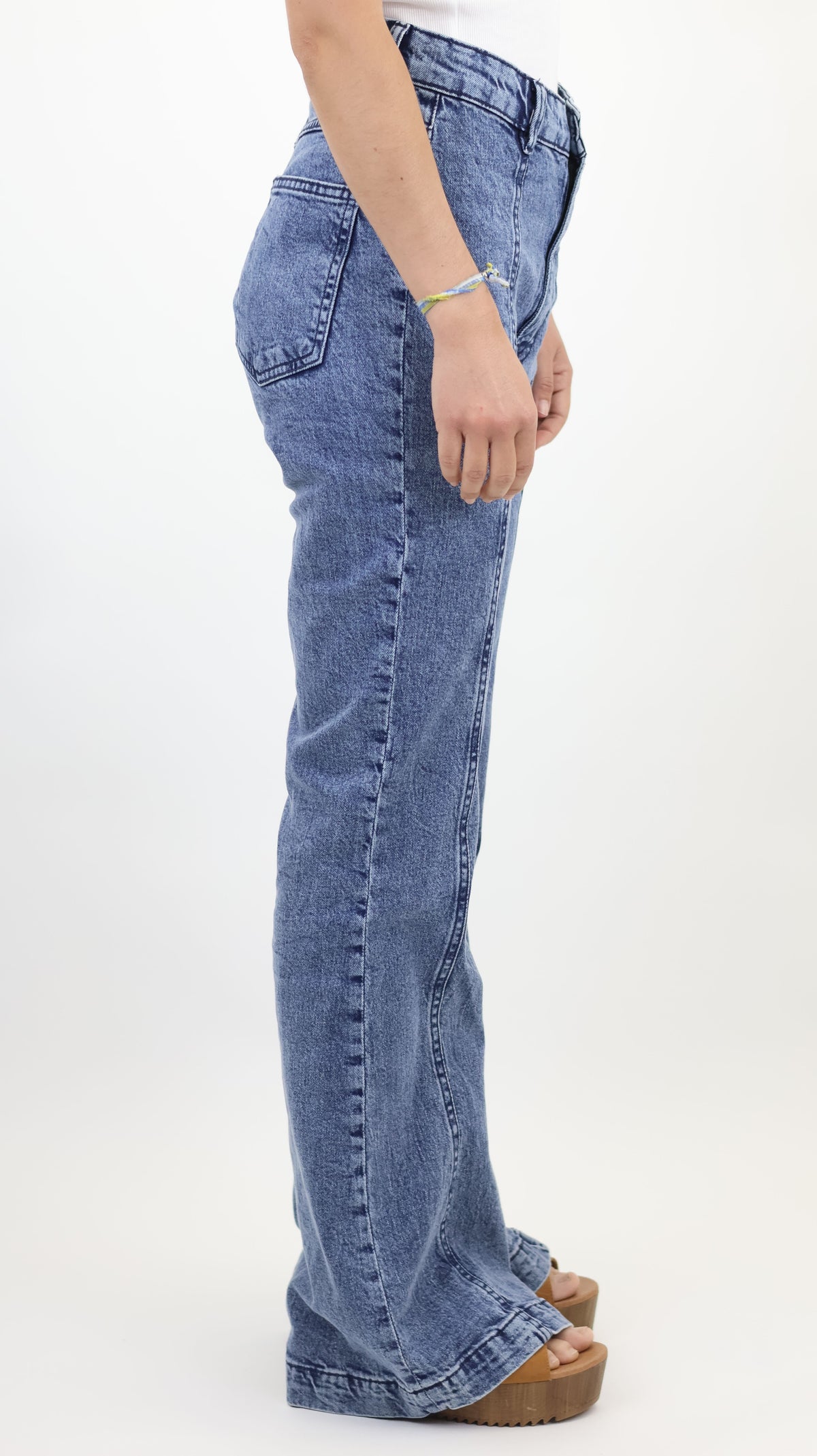 High-Waist Flared Blue Denim Jeans