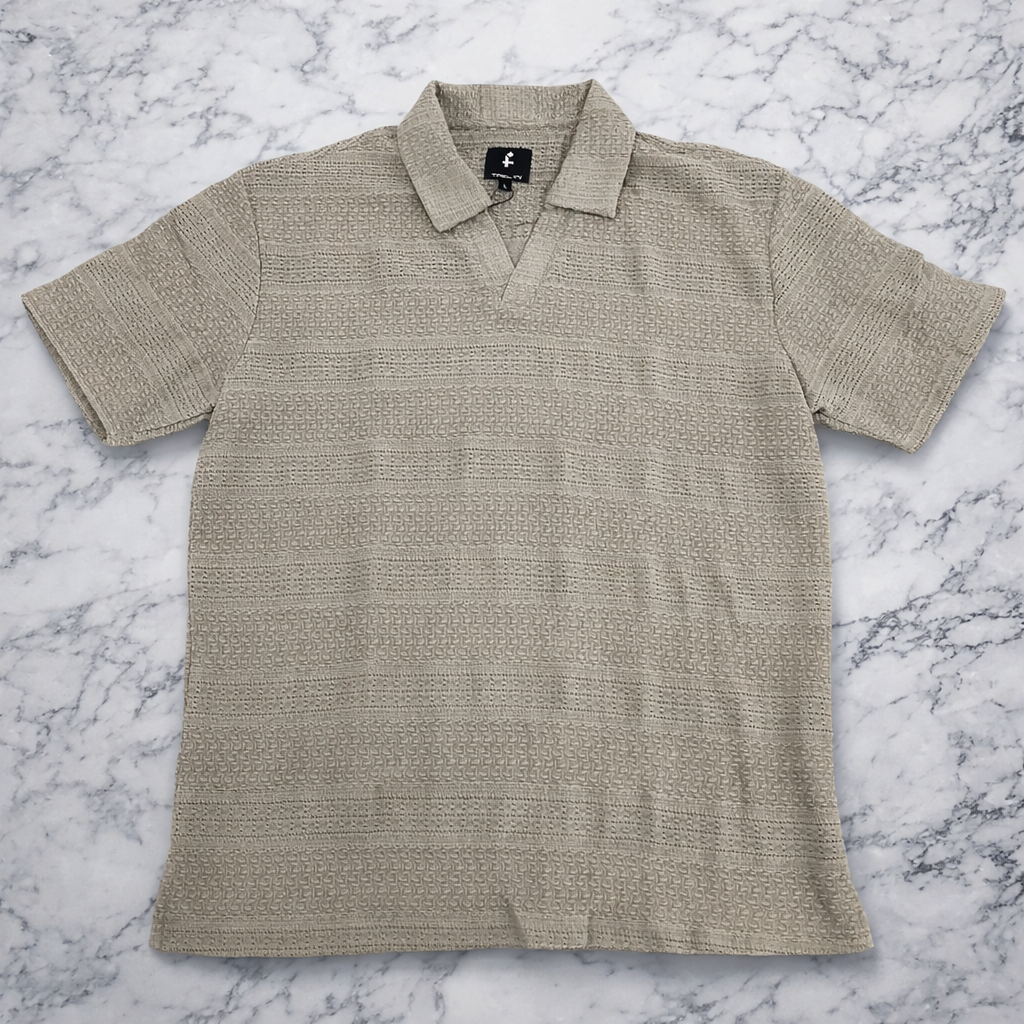 Trelini Men’s Textured Short Sleeve Polo Shirt