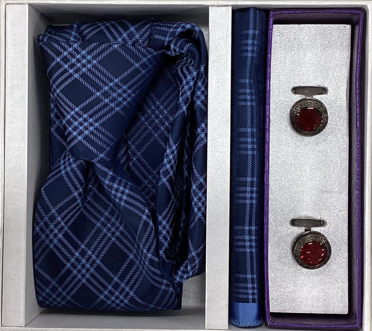 Pierre Cavelli Men’s Paisley Tie, Pocket Square & Cufflinks Gift Set
