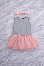 Indigo Girls Knit Dress Set with Tulle Skirt & Headband