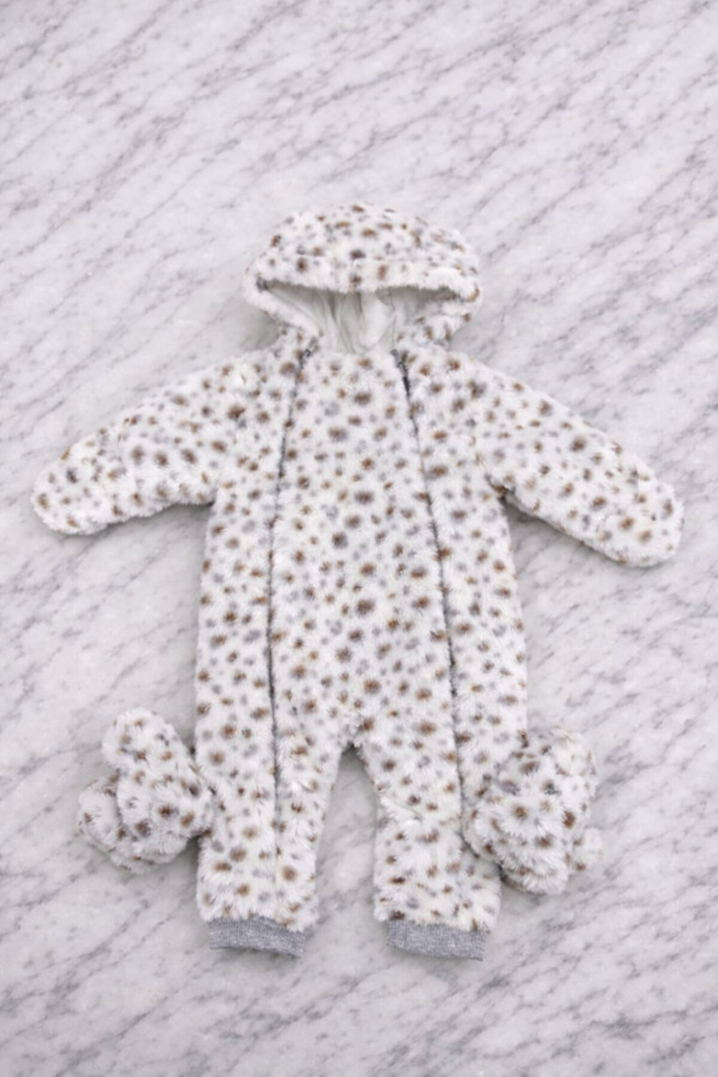Baby Leopard Print Hooded Fleece Snowsuit
