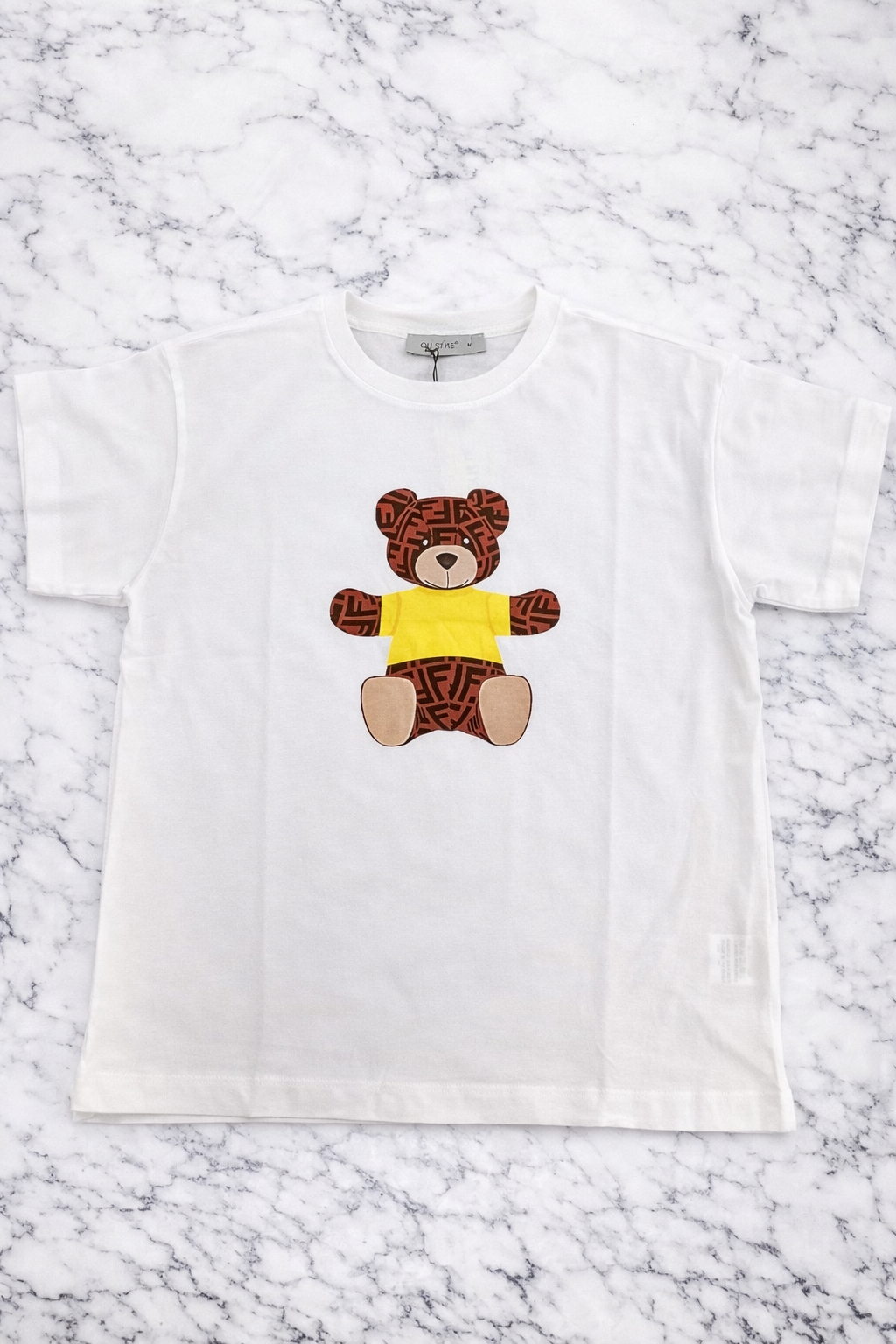 QU Style Women’s Graphic T-Shirt – White Teddy Bear