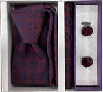 Pierre Cavelli Men’s Paisley Tie, Pocket Square & Cufflinks Gift Set