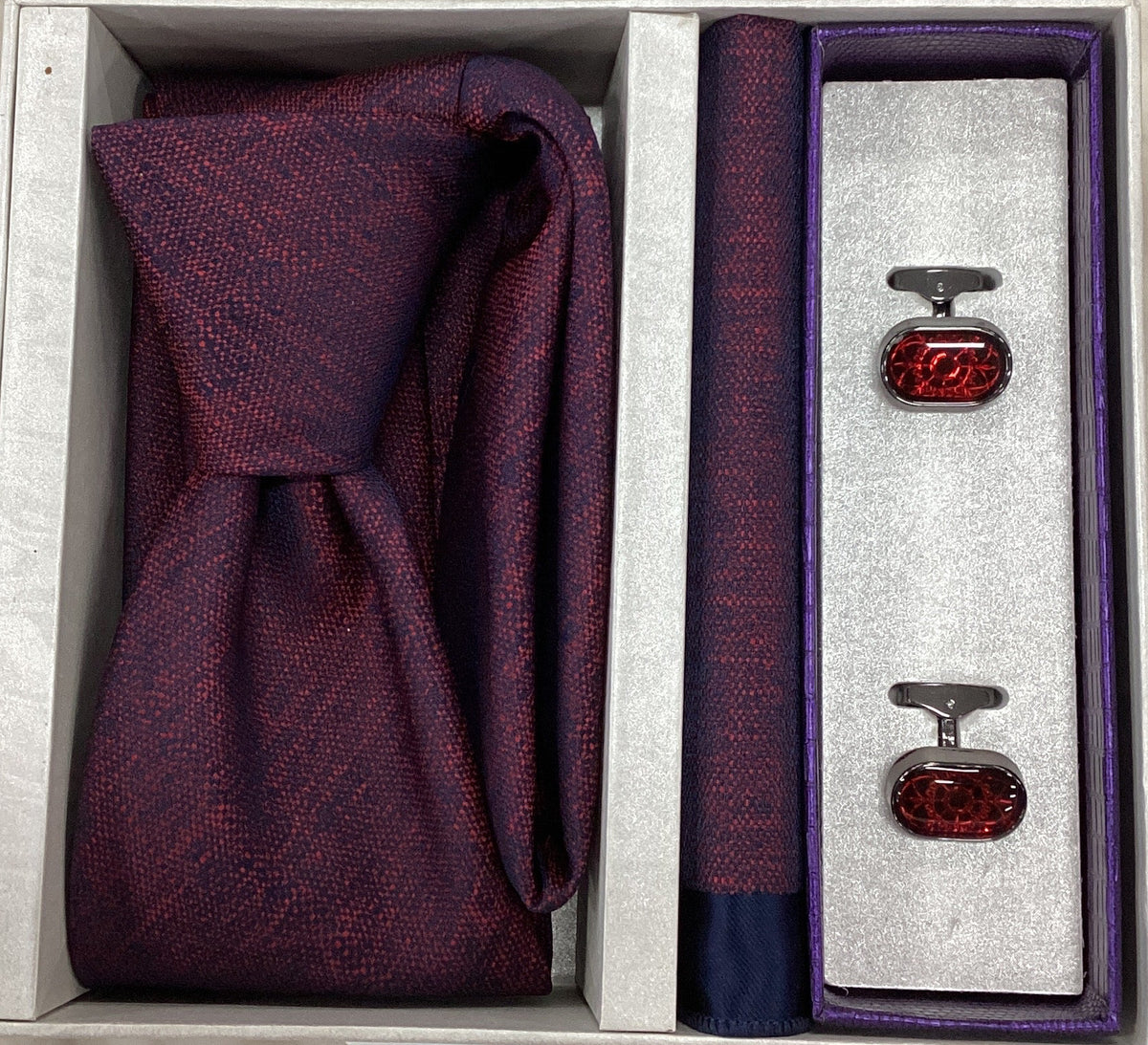 Pierre Cavelli Men’s Paisley Tie, Pocket Square & Cufflinks Gift Set