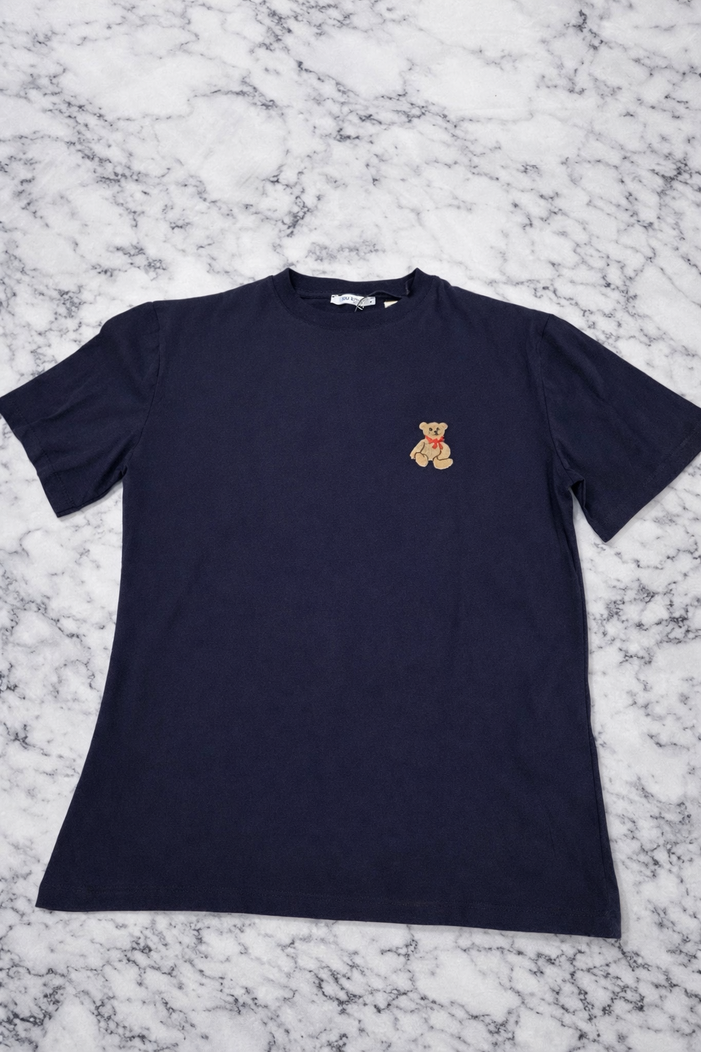 QU Style Women’s Embroidered Teddy Bear T-Shirt – Navy