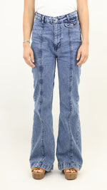 High-Waist Flared Blue Denim Jeans