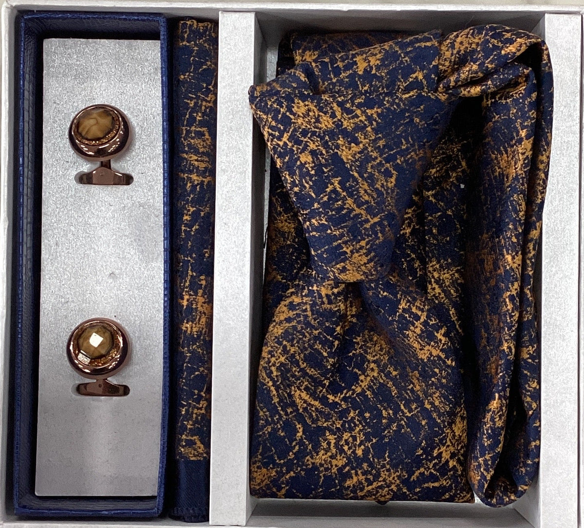 Pierre Cavelli Men’s Paisley Tie, Pocket Square & Cufflinks Gift Set