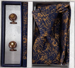 Pierre Cavelli Men’s Paisley Tie, Pocket Square & Cufflinks Gift Set