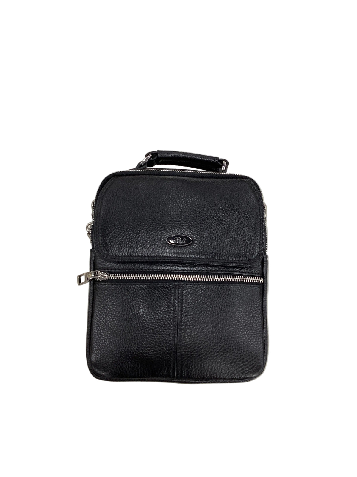 Genuine Leather Crossbody Bag – Black