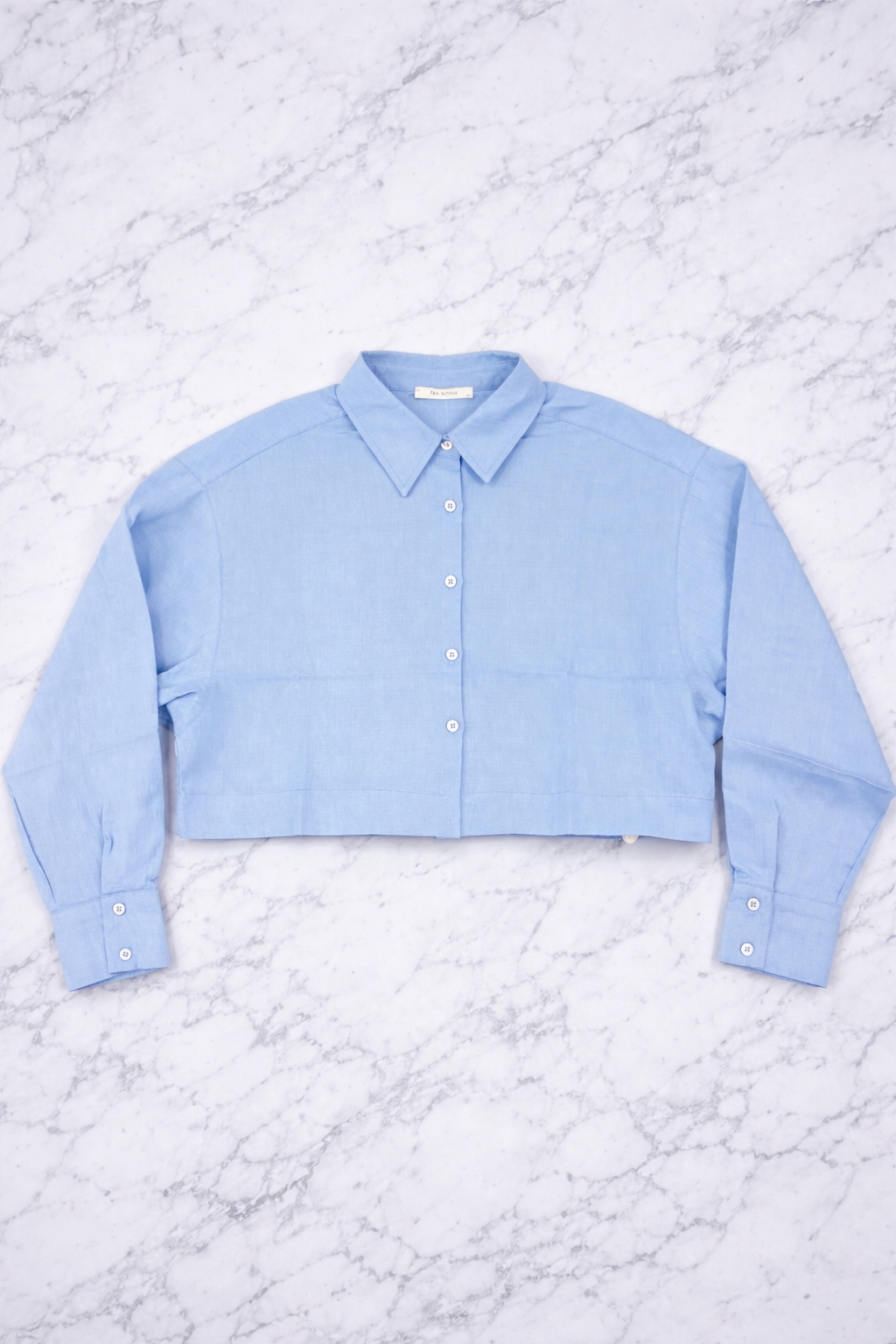QU Style Women’s Cropped Button-Up Blouse – Long Sleeve