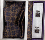 Pierre Cavelli Men’s Paisley Tie, Pocket Square & Cufflinks Gift Set