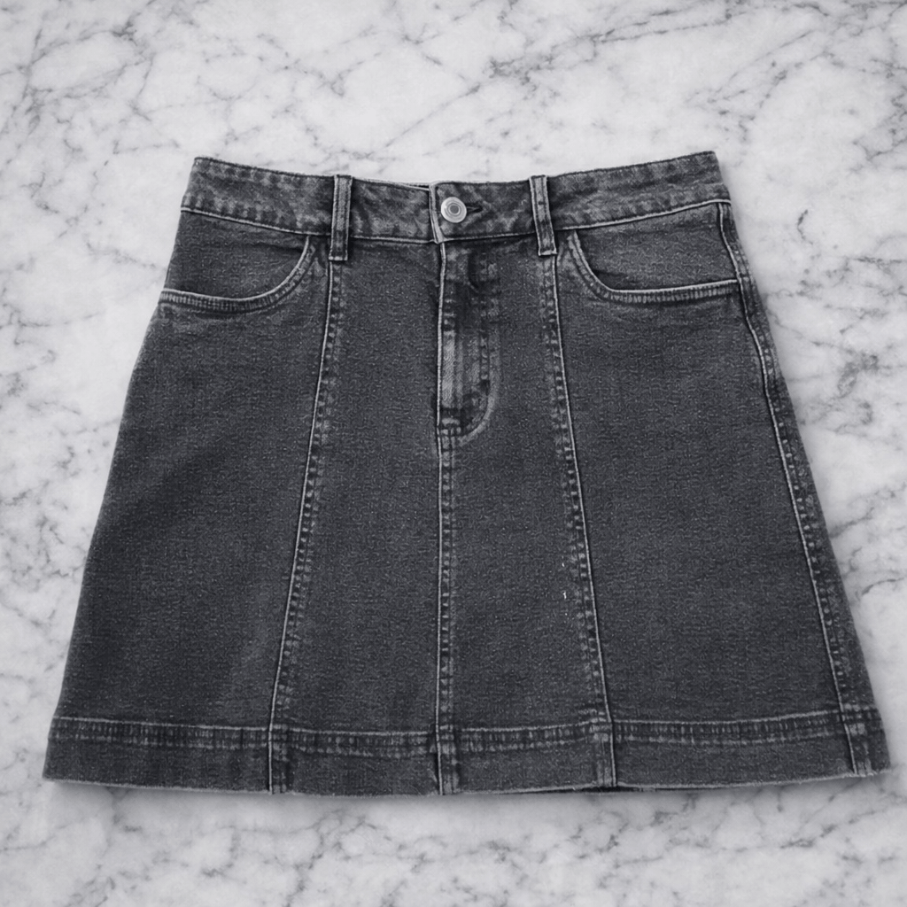 High-Waisted A-Line Denim Mini Skirt