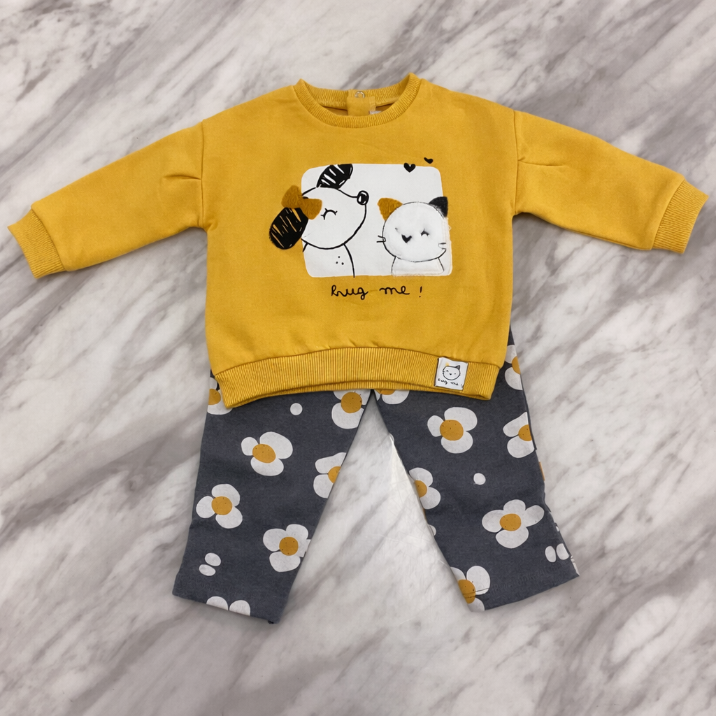 Baby 2-Piece Outfit Set – Long Sleeve Sweatshirt & Printed Pants | Hug Me