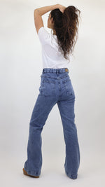 High-Waist Flared Blue Denim Jeans