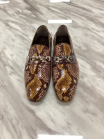 Men’s Snake-Embossed Leather Loafers with Metal Bit