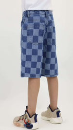 Kids Checkered Denim Shorts