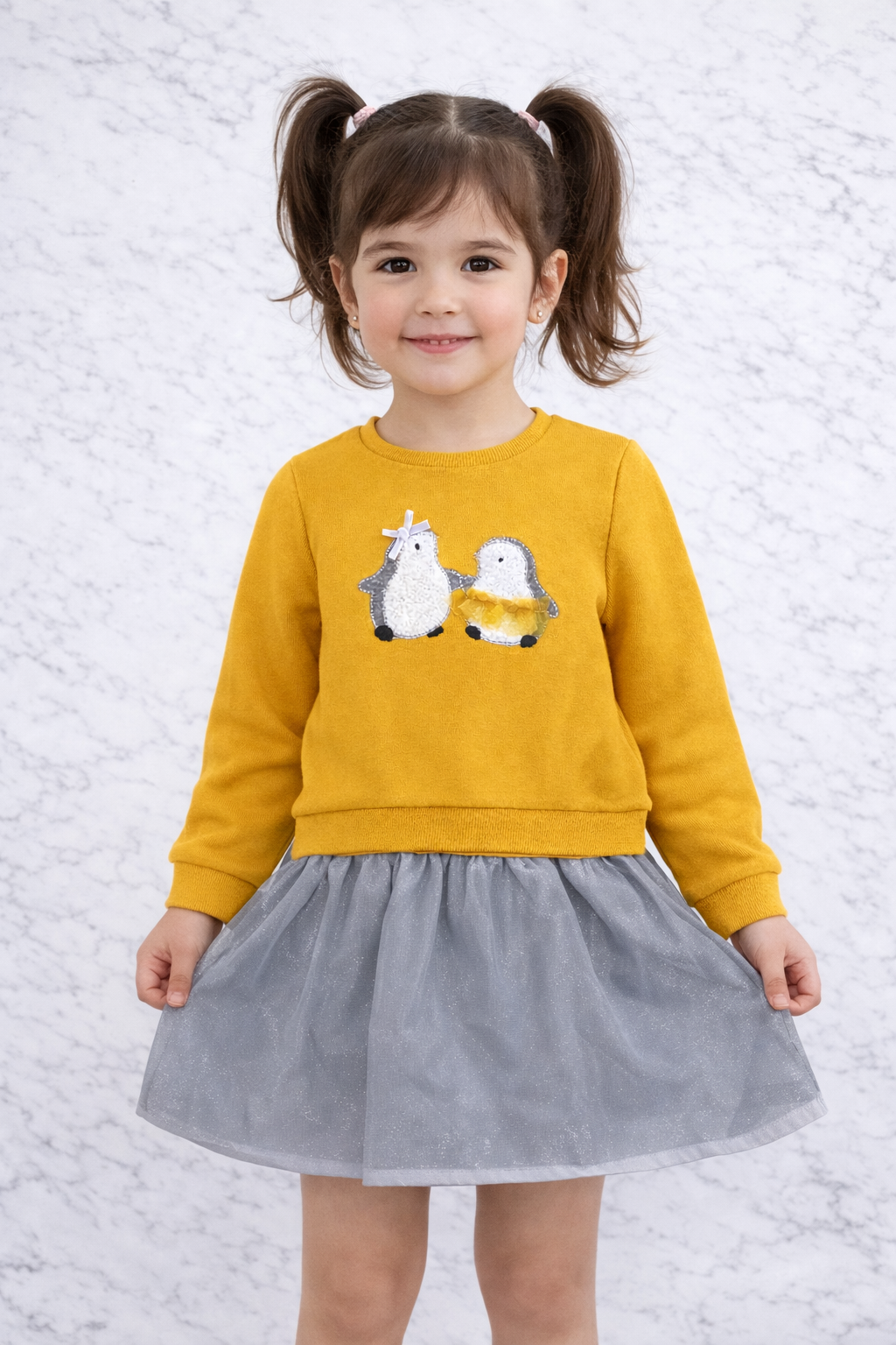 Indigo Girls’ 3-Piece Outfit Set – Sweatshirt, Tulle Skirt & Headband