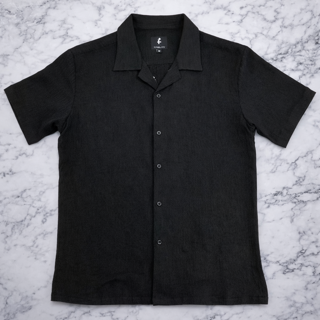 Men’s Short Sleeve Textured Button-Up Shirt