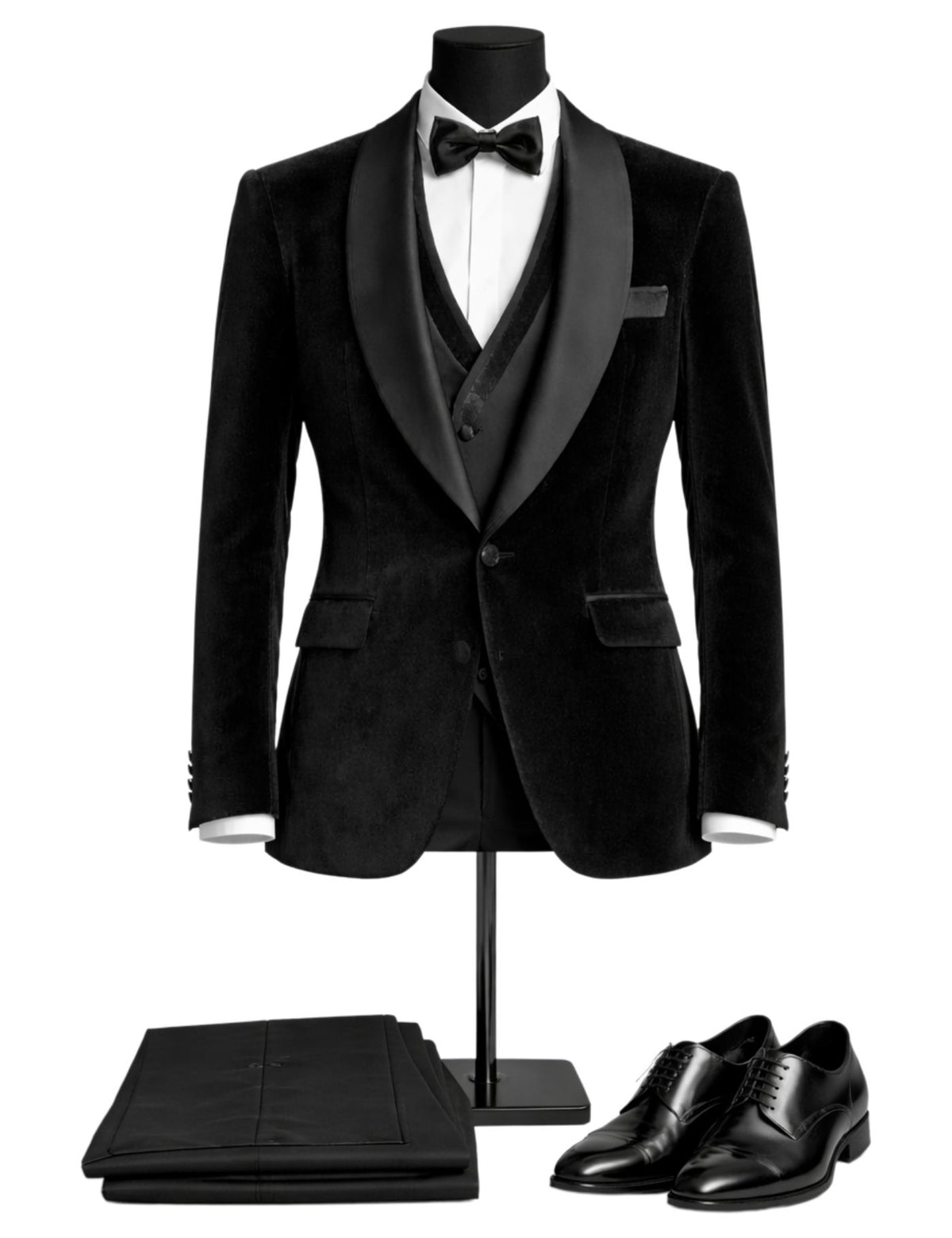 Edgers Men’s Three-Piece Velvet Suit + Bow tie.(FFF)