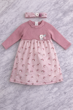 Indigo Girls 2-Piece Dress Set – Long Sleeve Dress & Headband