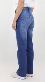 Women’s High-Waist Straight Leg Denim Jeans – Classic Blue