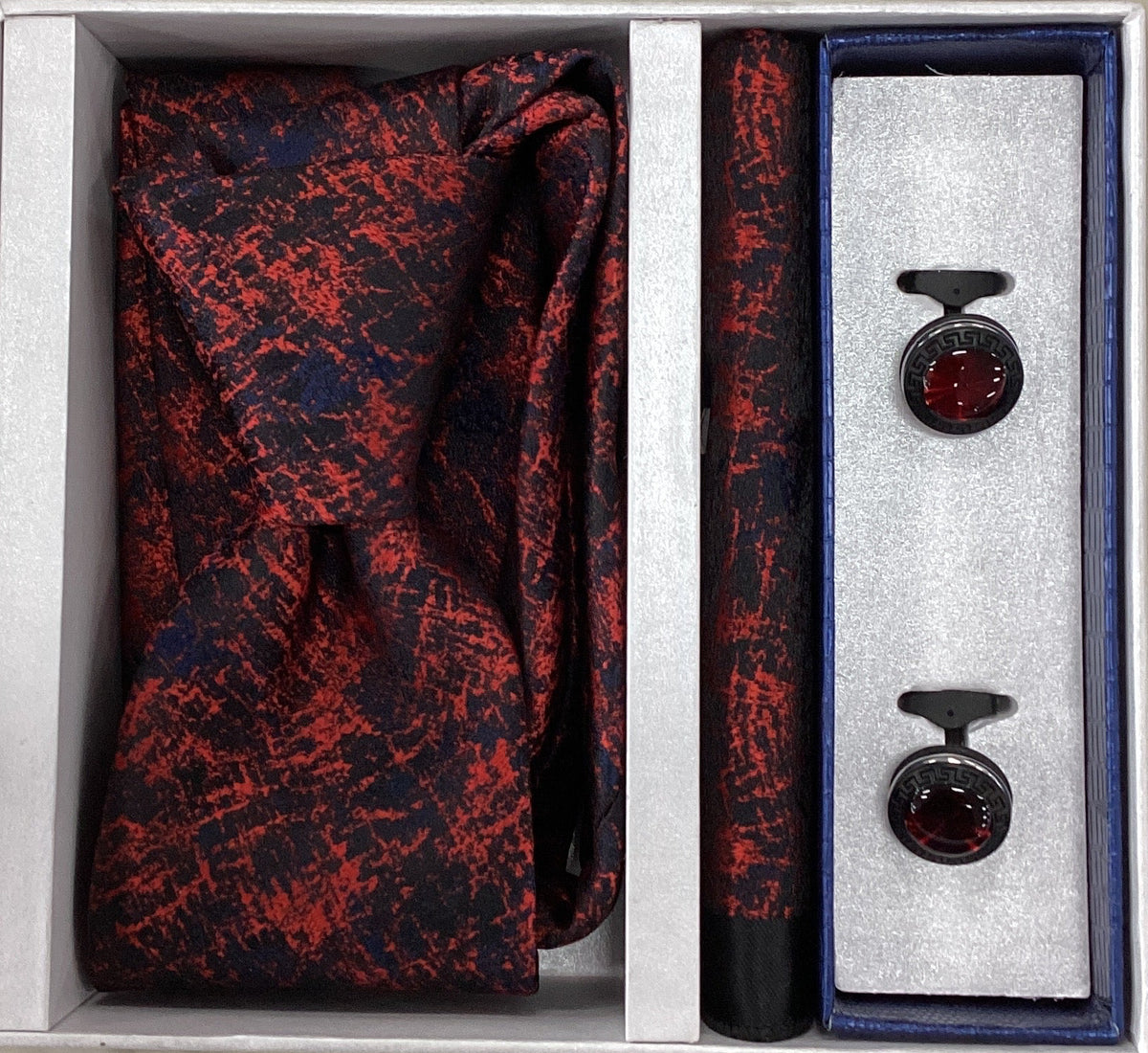 Pierre Cavelli Men’s Paisley Tie, Pocket Square & Cufflinks Gift Set