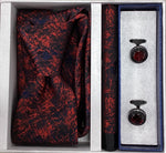 Pierre Cavelli Men’s Paisley Tie, Pocket Square & Cufflinks Gift Set