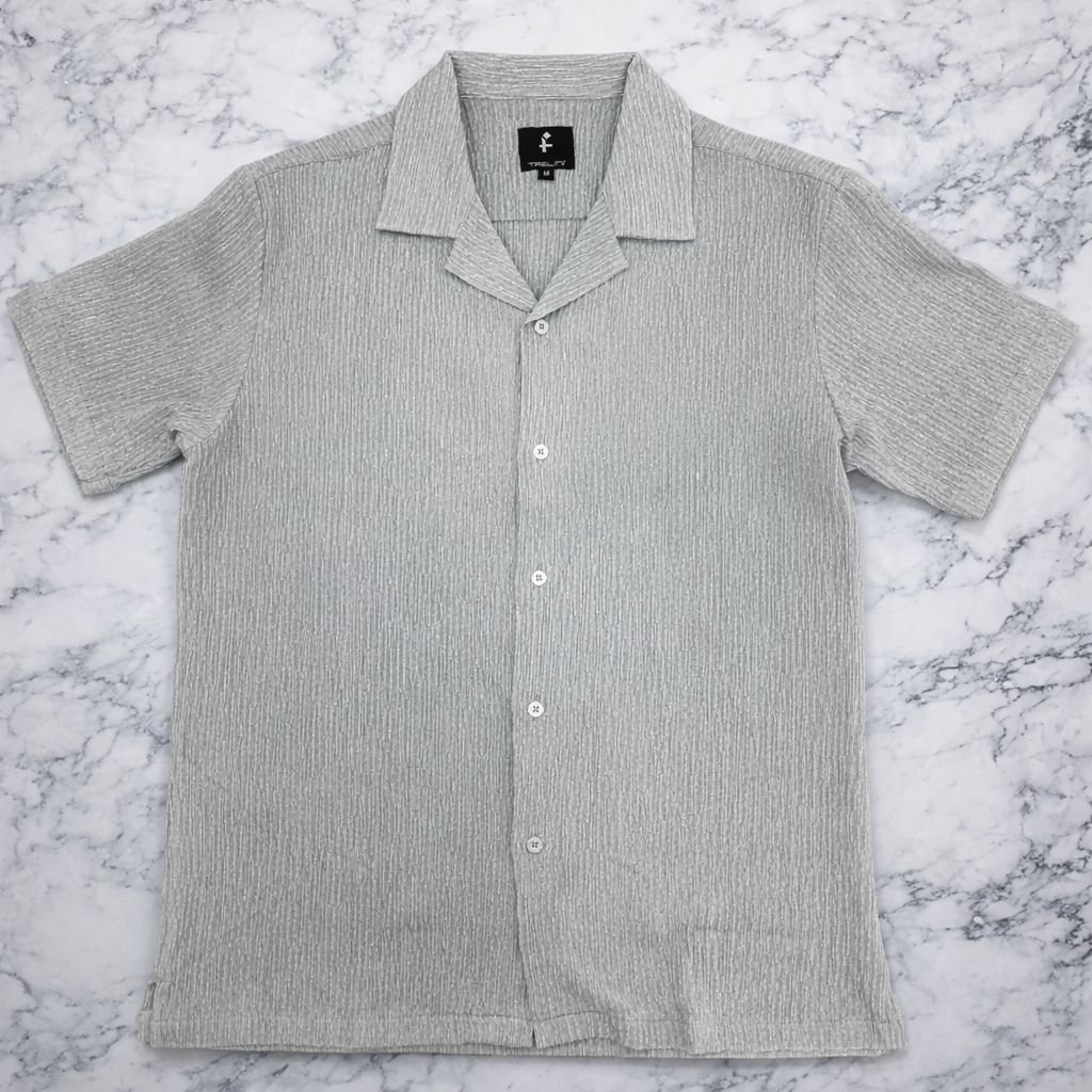 Men’s Short Sleeve Textured Button-Up Shirt
