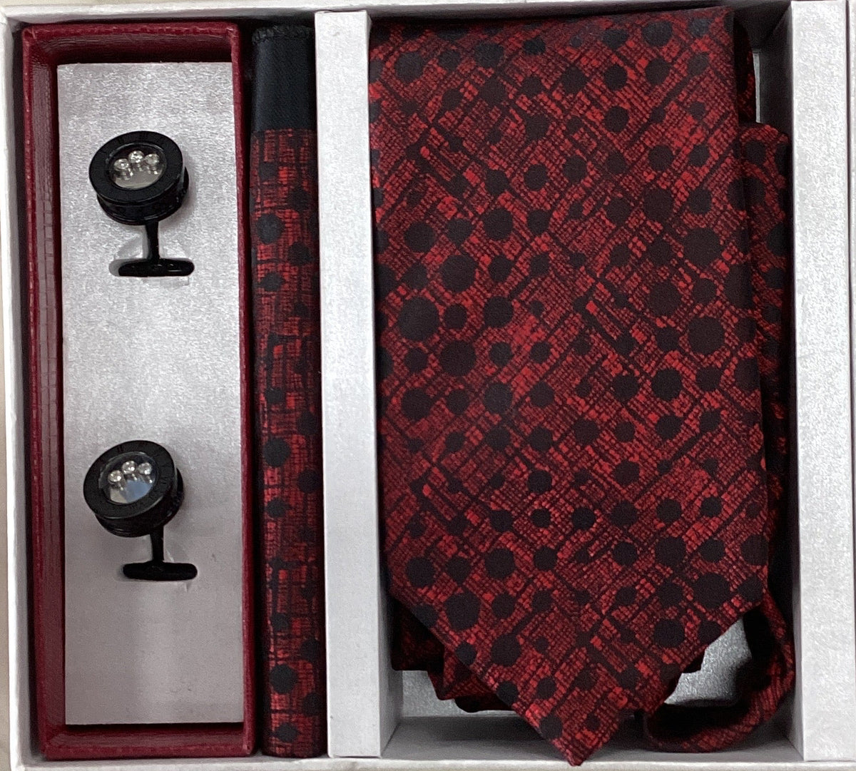 Pierre Cavelli Men’s Paisley Tie, Pocket Square & Cufflinks Gift Set