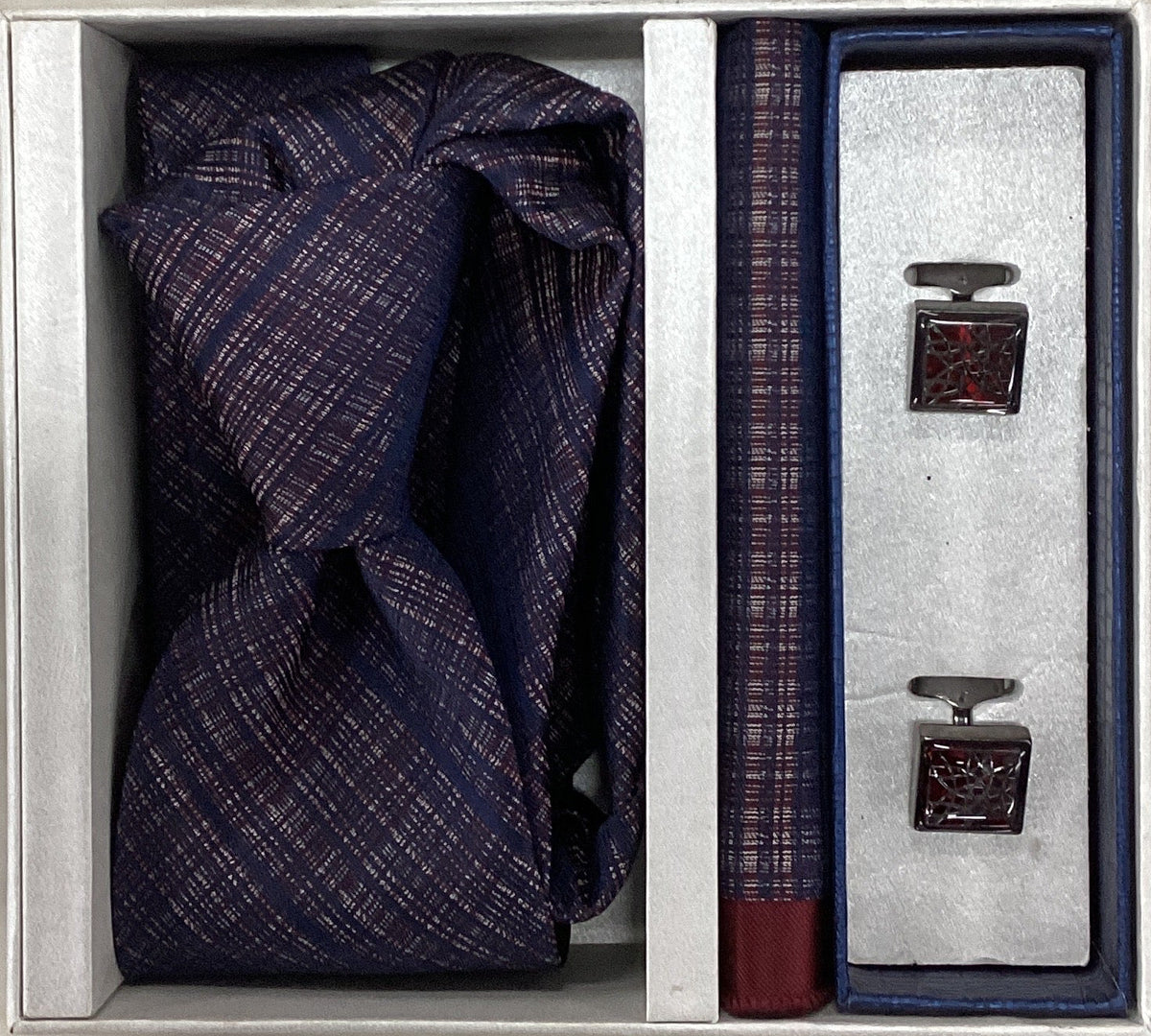 Pierre Cavelli Men’s Paisley Tie, Pocket Square & Cufflinks Gift Set