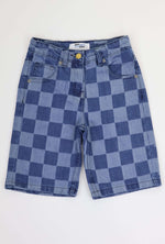 Kids Checkered Denim Shorts