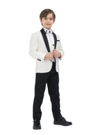 Kids Formal Patterned fabricSuit Set – Jacket, Pants, Vest and Bow tie.