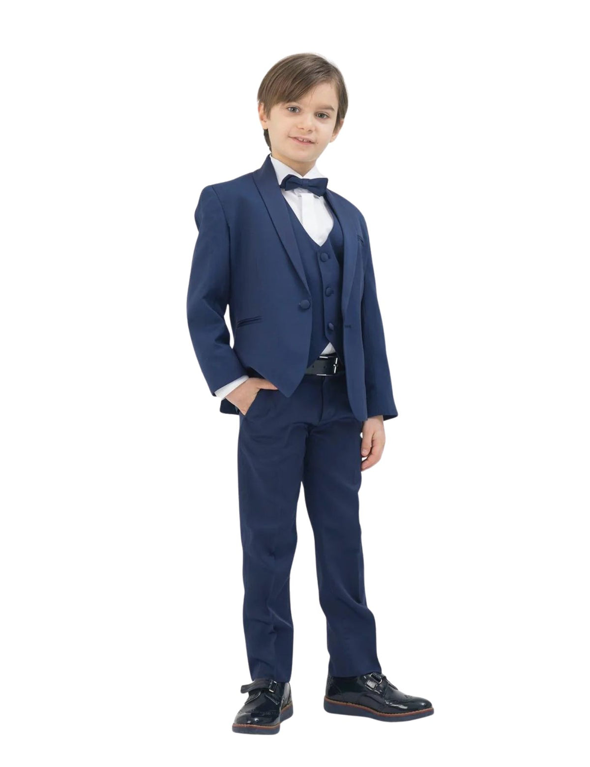 Kids Formal Patterned fabricSuit Set – Jacket, Pants, Vest and Bow tie.