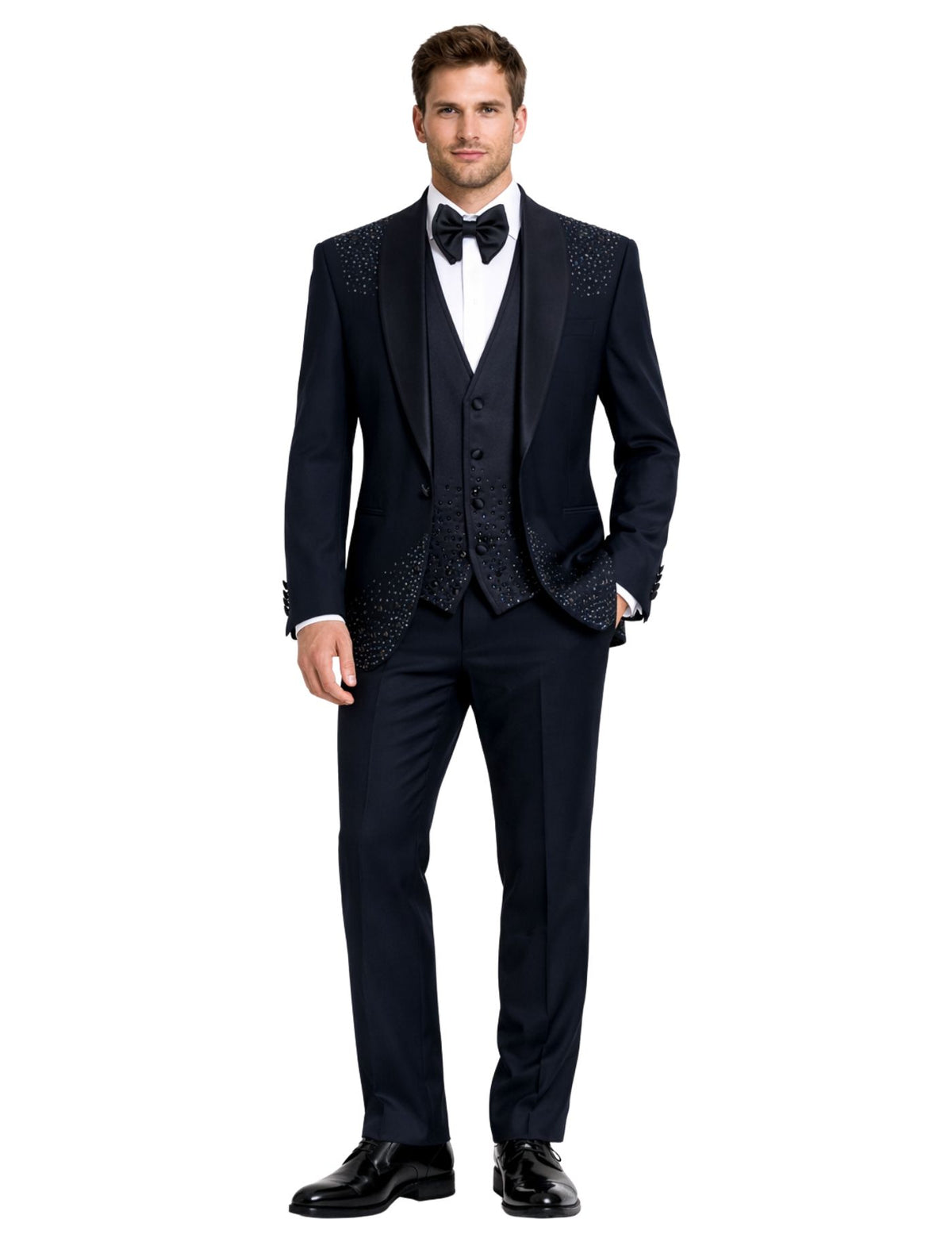 Musculini Men’s Three-Piece Suit+ Bow tie
