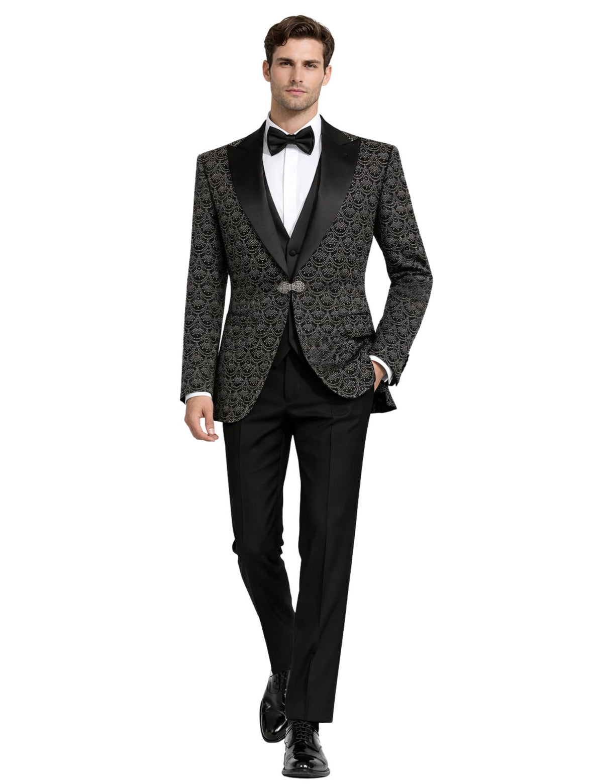 Musculini Men’s Three-Piece Suit + Bow tie