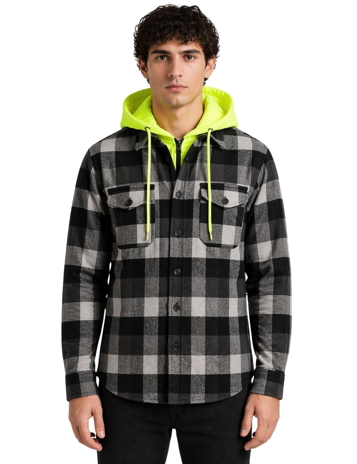 OPEN Shirt with Attached Hood (Layer Look).(FFF)
