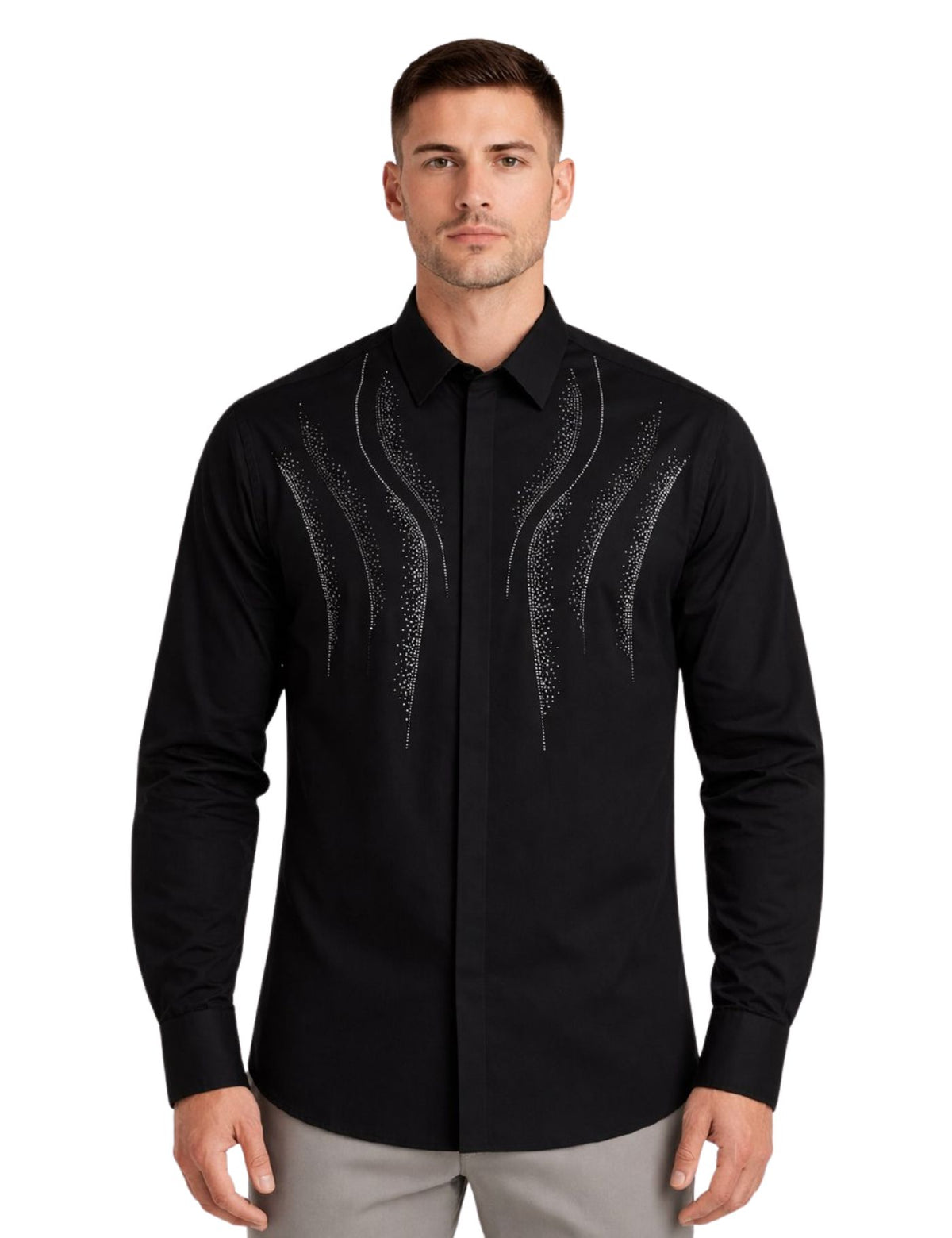 Serpico Men’s Rhinestone Dress Shirt.(FFF)