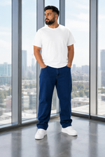 Men’s Fashion Denim Jeans – Indigo Dark Blue Mid Wash.(FFFF)